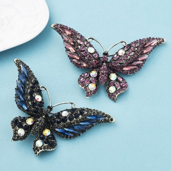 Gorgeous Large Crystal Rhinestone Butterfly Brooch / Necklace Pendant - Picture 5 of 9